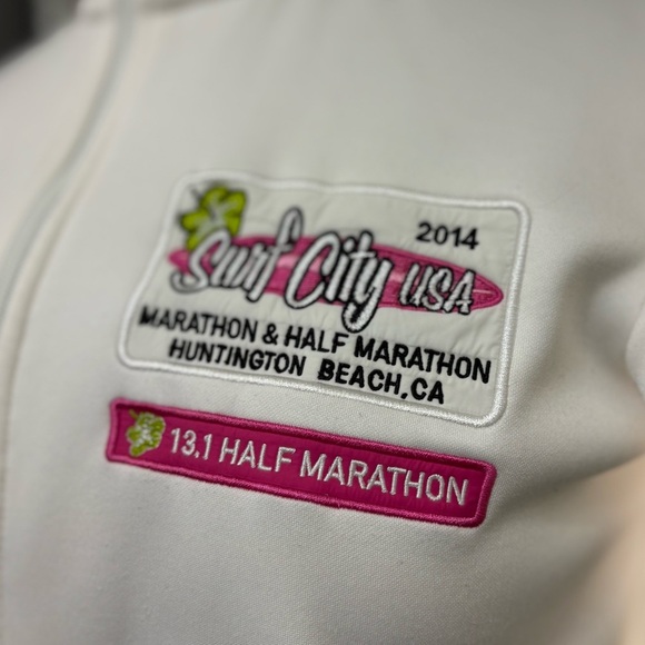 Green Layer Women's White Surf City Marathon Track Jacket - Picture 3 of 9